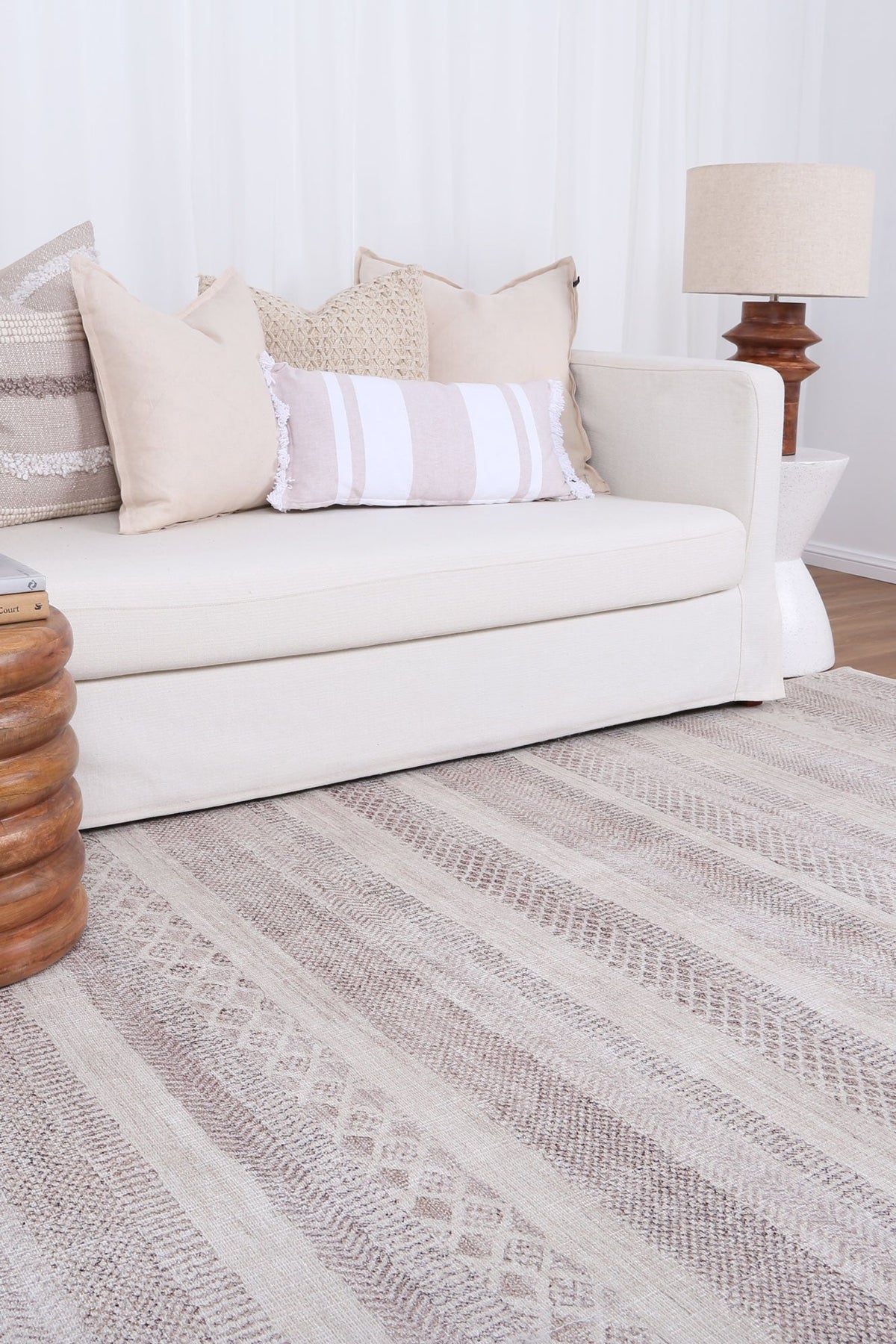 Mojave Lines Desert Beige Washable Rug - VITAL 1093-00