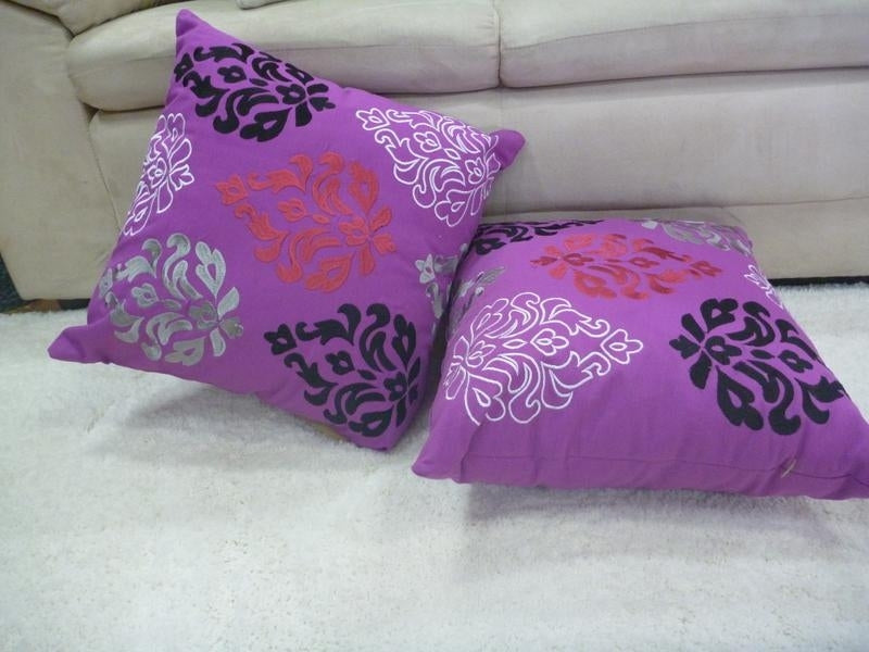 Embroided Cushions 17 Cotton Purple 45x45cm Cover