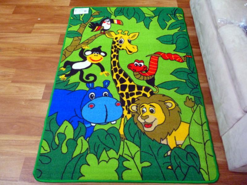 Childrens Rugs Jungle Green 100x150cm Activity Playmats