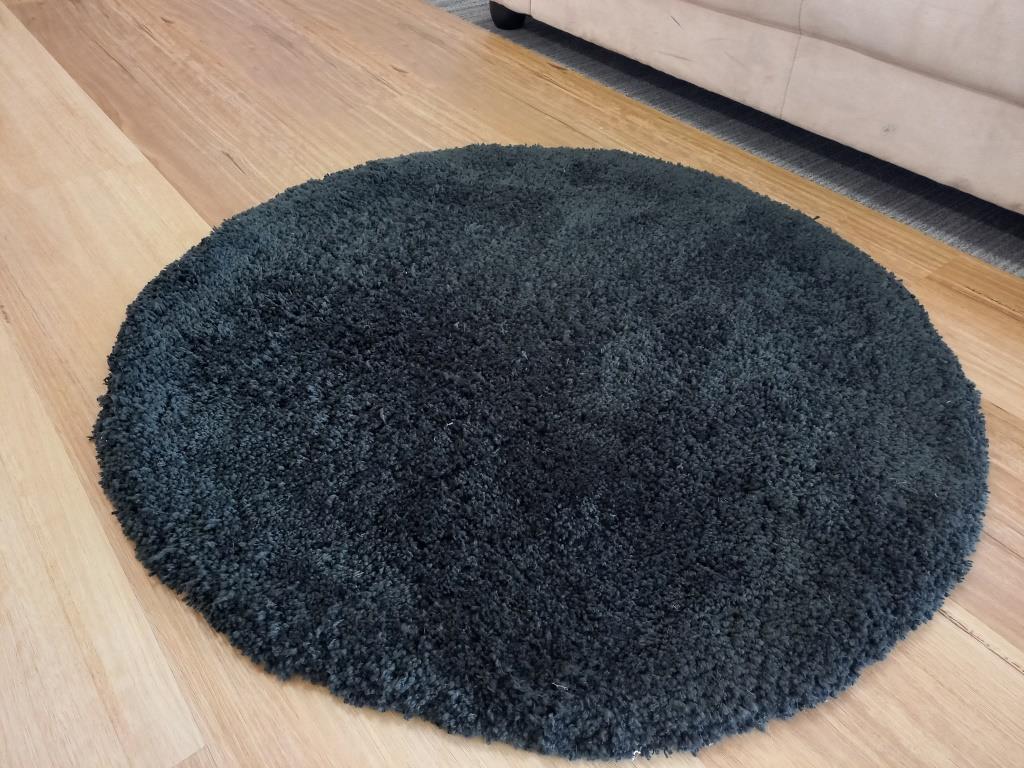Super Soft Shaggy Floor Area Rugs Snuggly Black 75CM Circle