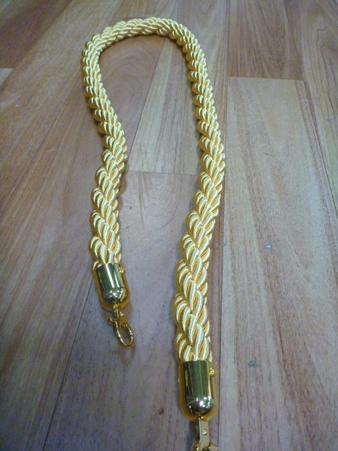 Silky Twist Braided Rope 32mm x 1.5m Gold End for Barrier Crowd Control Bollards Gold Black or Red