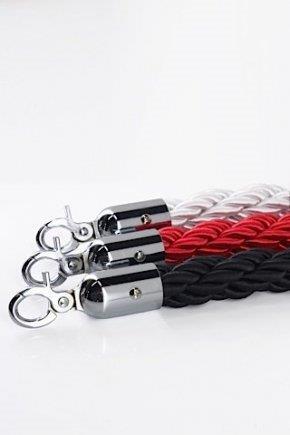 Silky Braided Rope 32mm x 1.5m Silver End for Barrier Crowd Bollards Red Gold Black Blue White or Silver