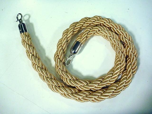 Silky Braided Rope 32mm x 1.5m Silver End for Barrier Crowd Bollards Red Gold Black Blue White or Silver