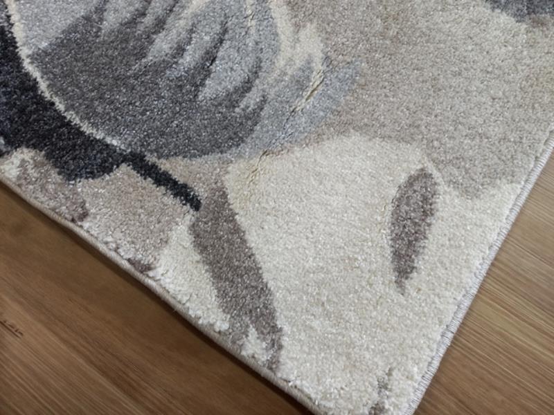 Aurora Taupe Grey Flowers n Leaves Design 14mm Thick Floor Area Rugs