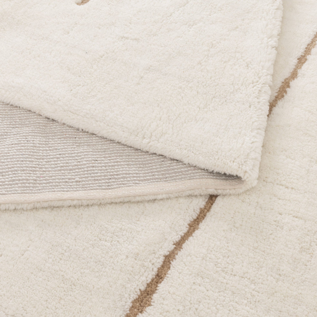 Highlands Abstract Beige Lines Washable Wool Rug