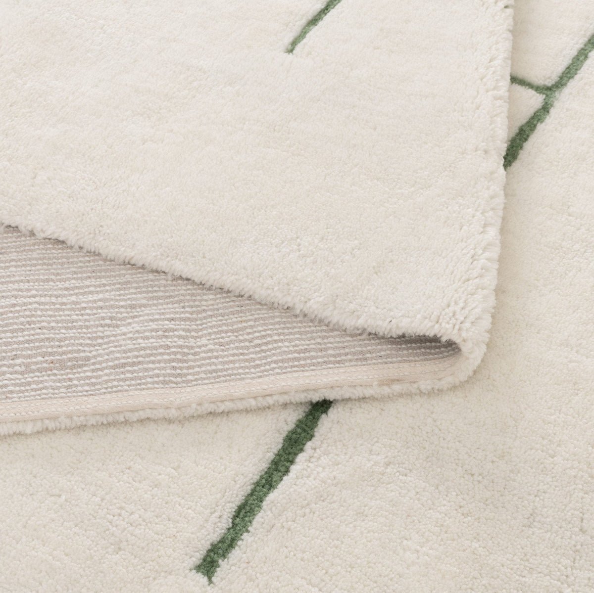 Highlands Abstract Olive Lines Washable Wool Rug