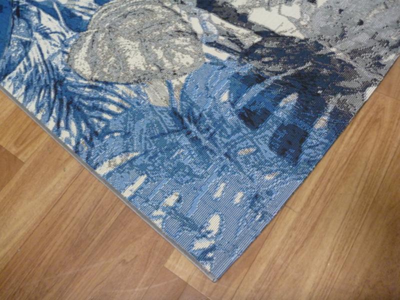 Indoor Outdoor Amazon Jungle Blue Grey Floor Area Rug