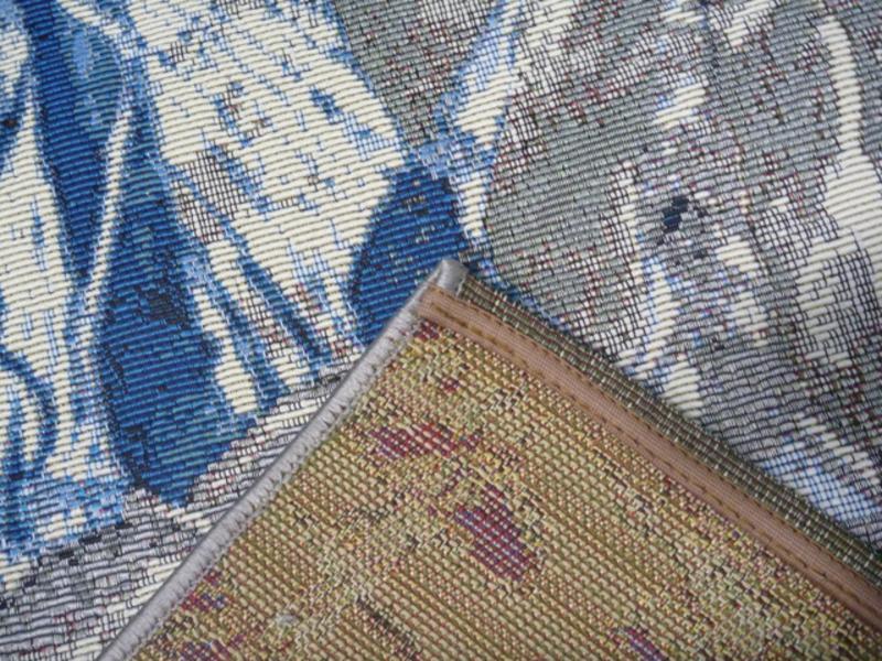 Indoor Outdoor Amazon Jungle Blue Grey Floor Area Rug