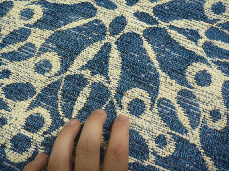 Indoor Outdoor Amazon Kaleidoscope White Blue Floor Area Rug