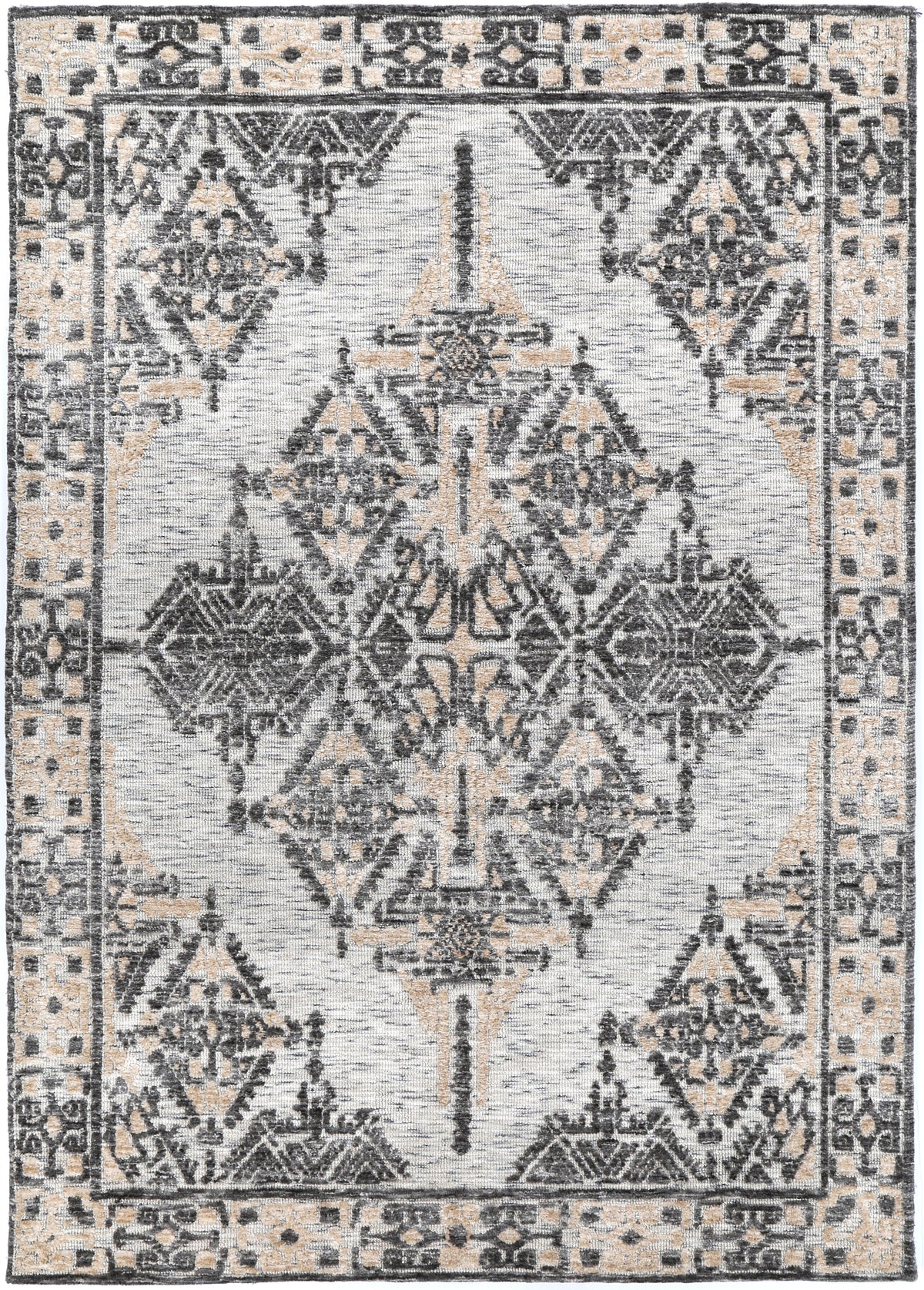 Amritsar Beas Charcoal & Beige Cotton Blend Rug