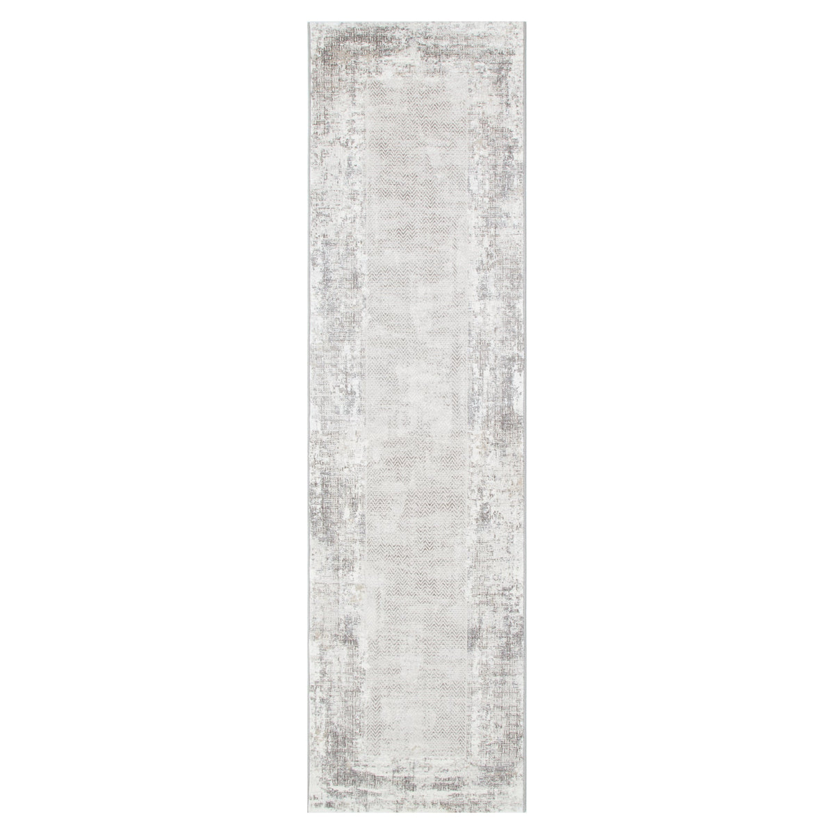 Atina Distressed Border Beige Grey Rug - AT04