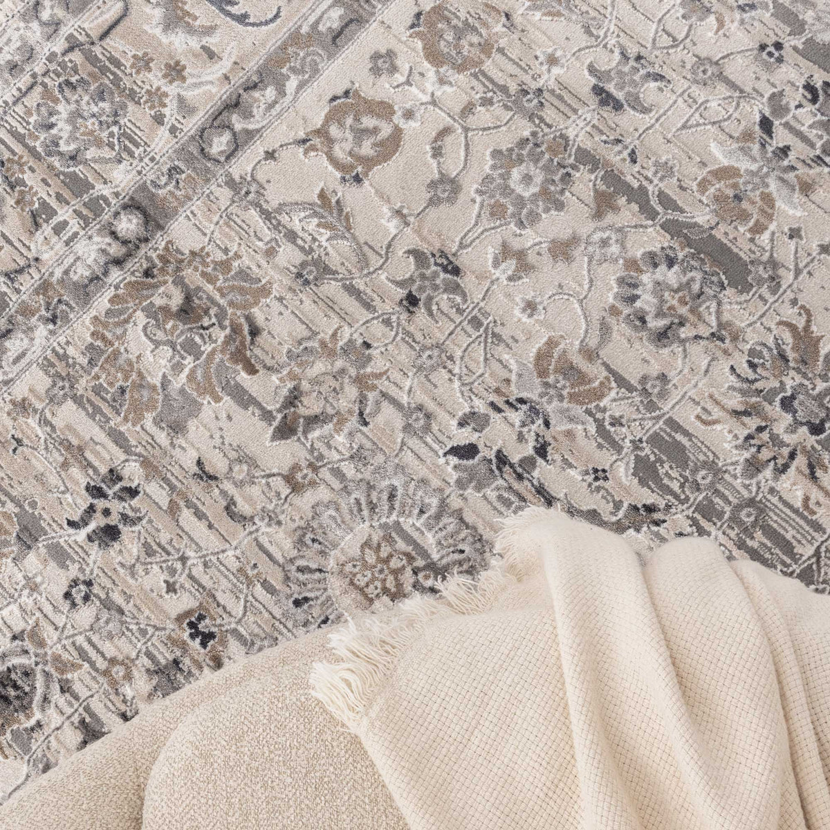 Atina Distressed Transitional Beige Grey Rug - AT05