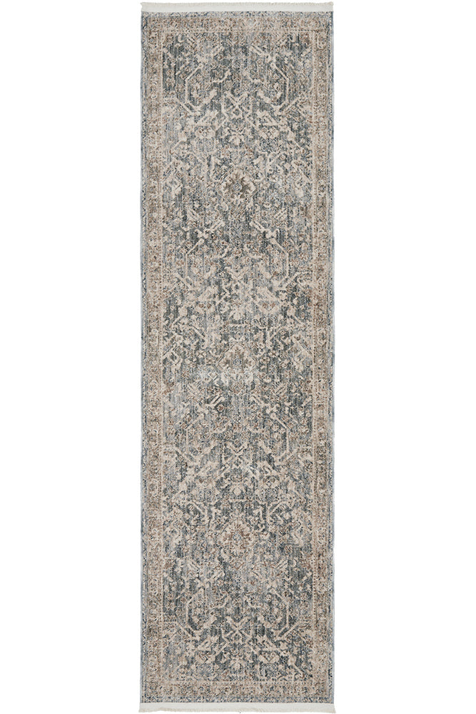Anthevale Alvin Blue Distressed Persian Style Polyester Rug & Runner 6mm Thick