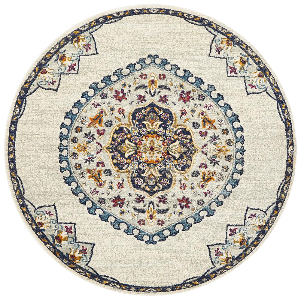 Babylon 202 White Round Rug