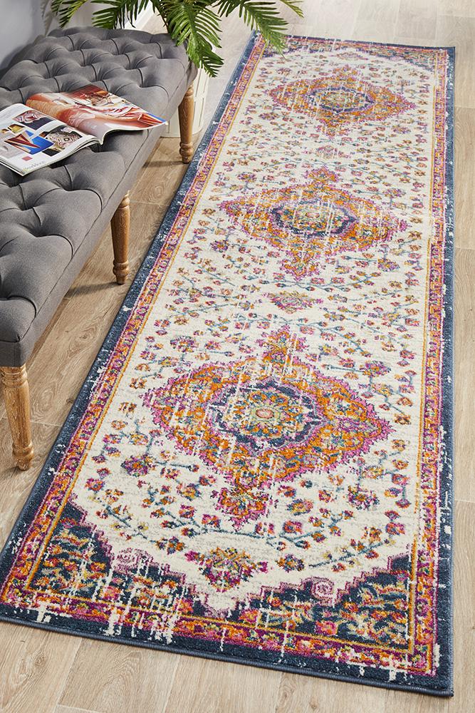Babylon 205 White  Runner Rug