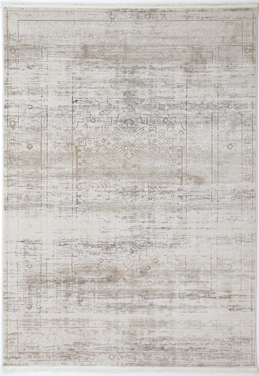 Bohemian Paradise Traditional Beige Blue Rug -04BBLU