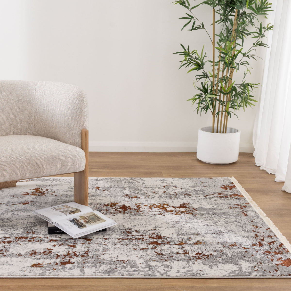 Bohemian Paradise One Modern Grey Terracotta Rug - 01GTER