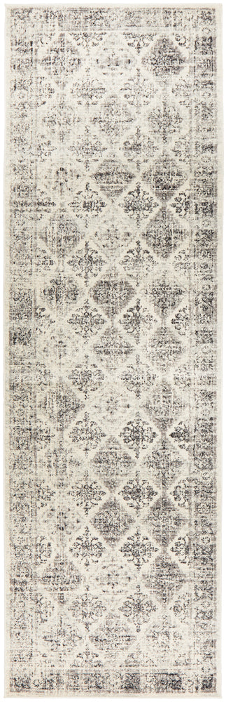 Dynara 999 Grey Distressed Trellis Polypropylene Rug & Runner 10mm Thick