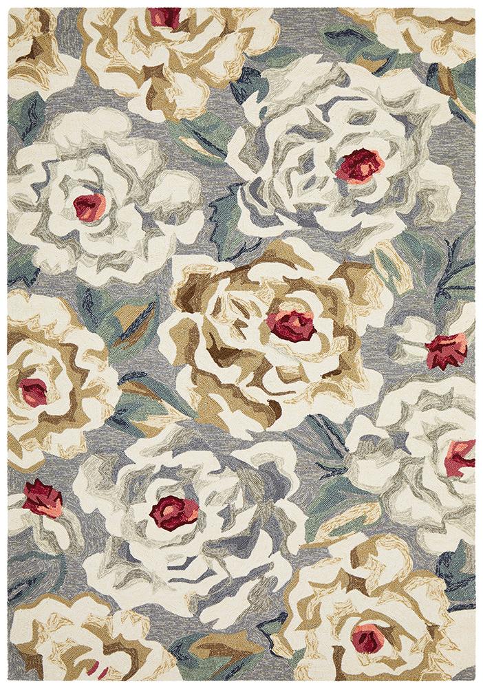 Copacabana Gorgeous Peony Grey Indoor Outdoor Rug