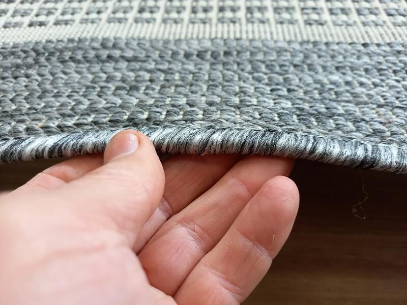 Flatweave Dahab Design Cream Silver Rubber Back Floor Rugs and Door Mats