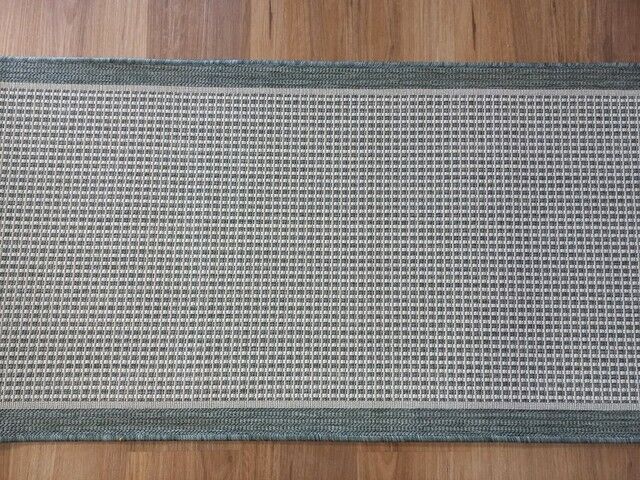 Hall Runner Flatweave 67 or 80cm wide Dahab Green Linen Rubber Backed By the Meter