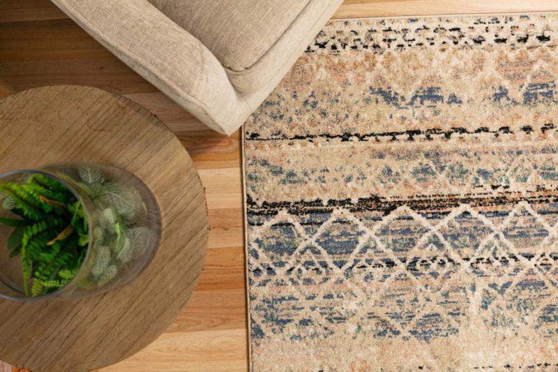 Soft Contemporary Cozy Design Triangles Blue Beige Floor Area Rugs