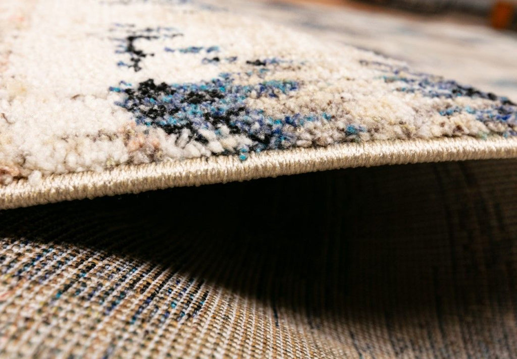 Soft Contemporary Cozy Design Moroccan Blue Beige Floor Area Rugs