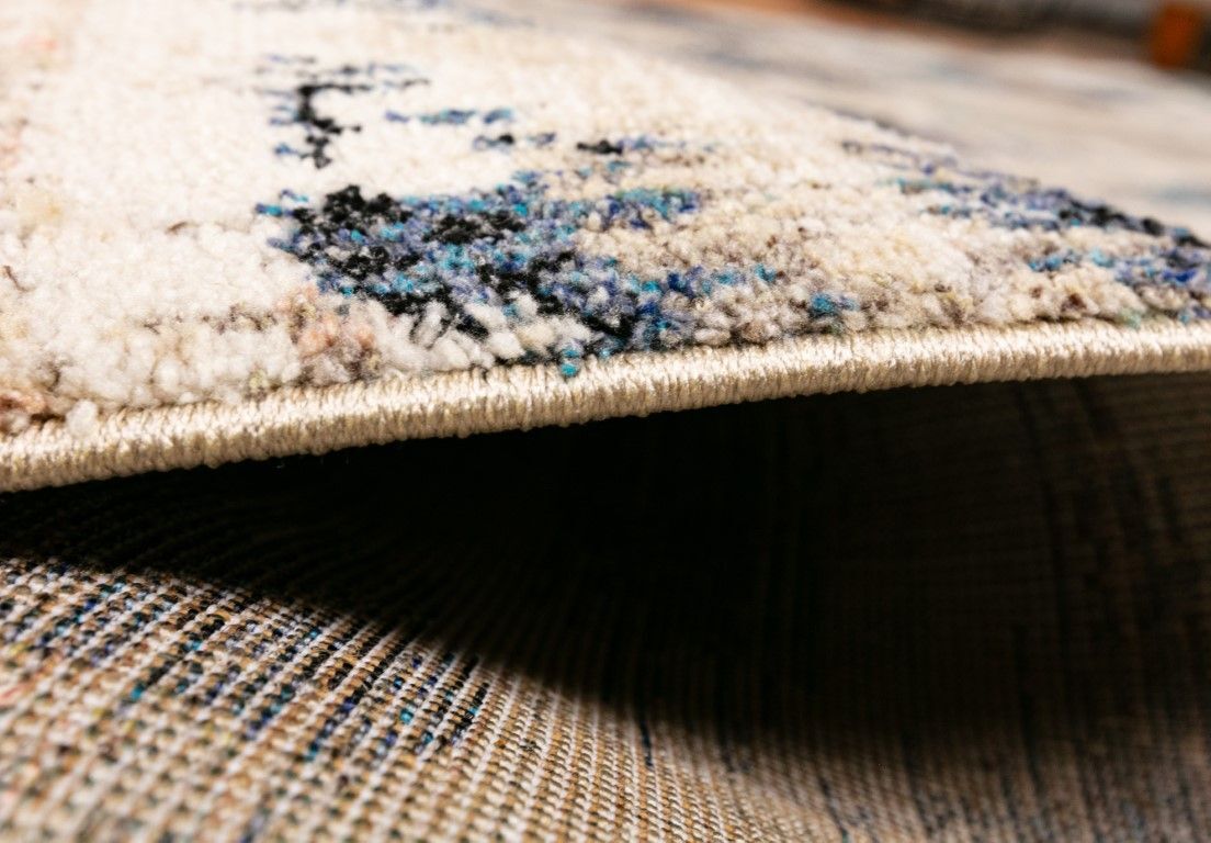 Soft Contemporary Cozy Design Moroccan Blue Beige Floor Area Rugs