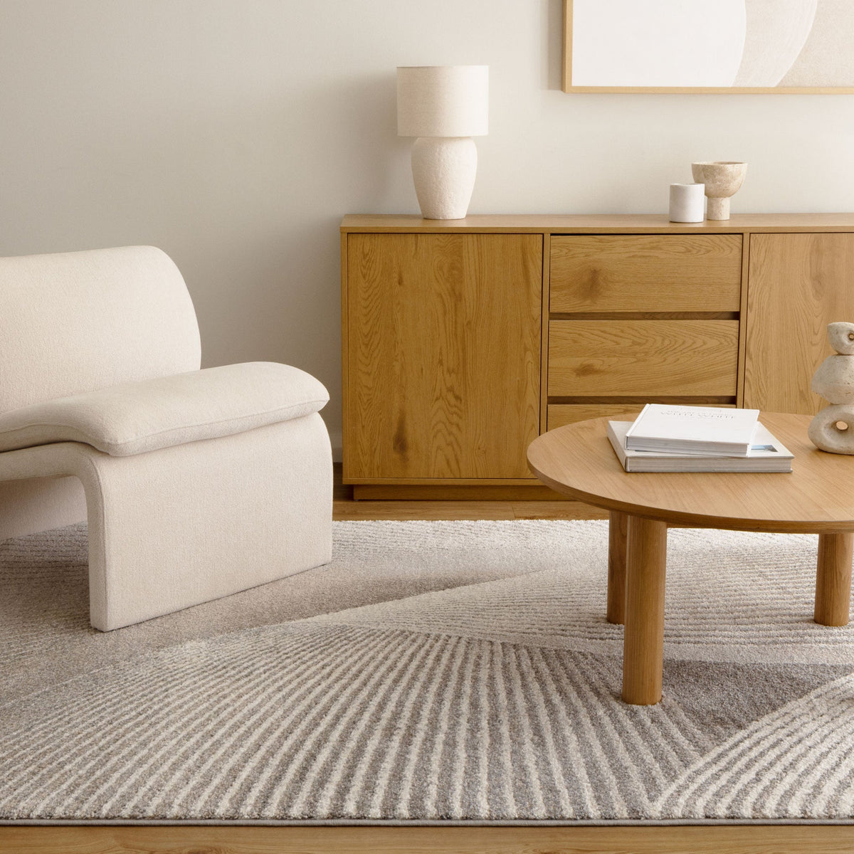 Dorado Abstract Contour Grey Beige Rug