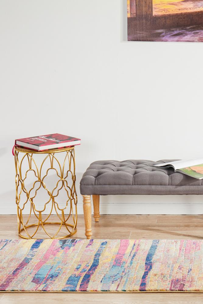 Dreamscape Strokes Modern Raspberry Runner Rug