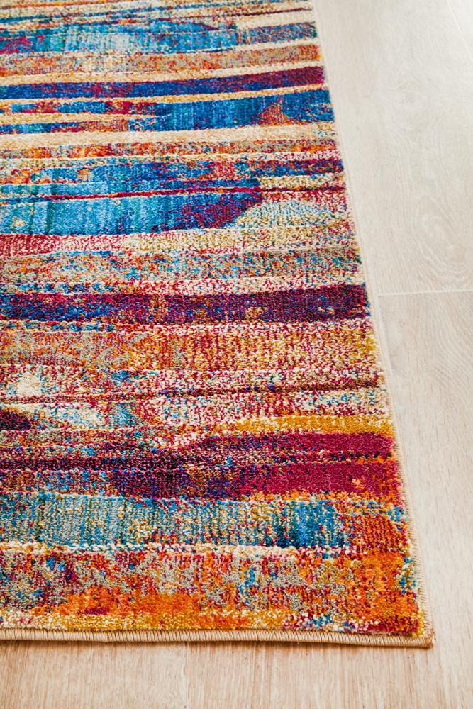 Dreamscape Strokes Modern Raspberry Runner Rug