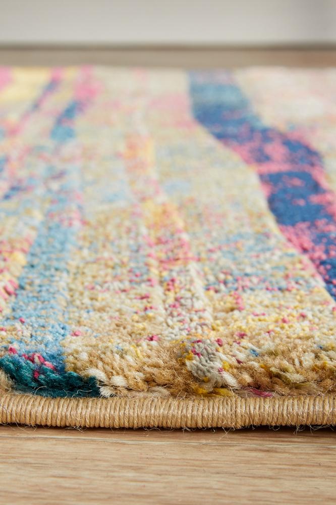 Dreamscape Strokes Modern Raspberry Runner Rug