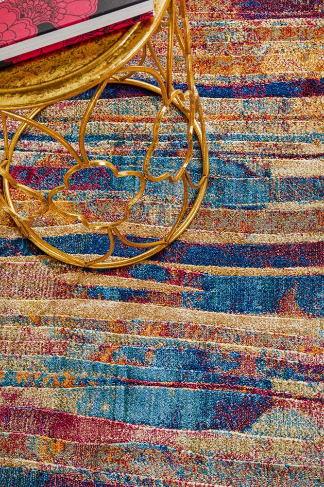 Dreamscape Strokes Modern Raspberry Runner Rug