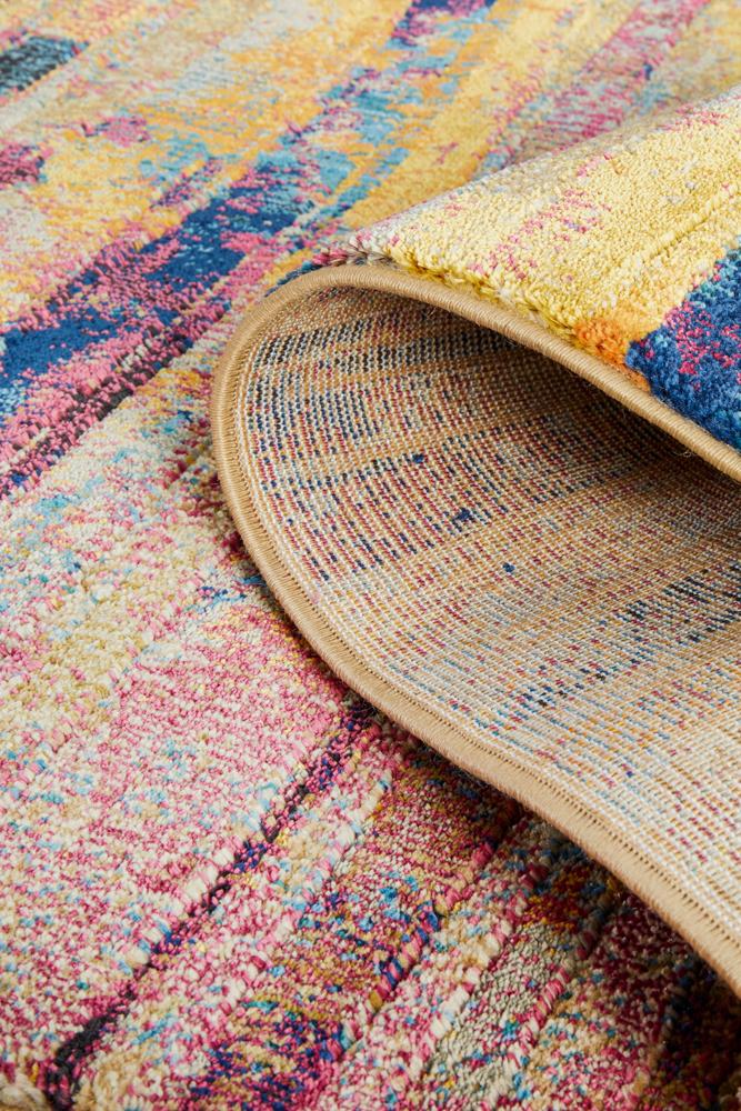 Dreamscape Strokes Modern Raspberry Runner Rug