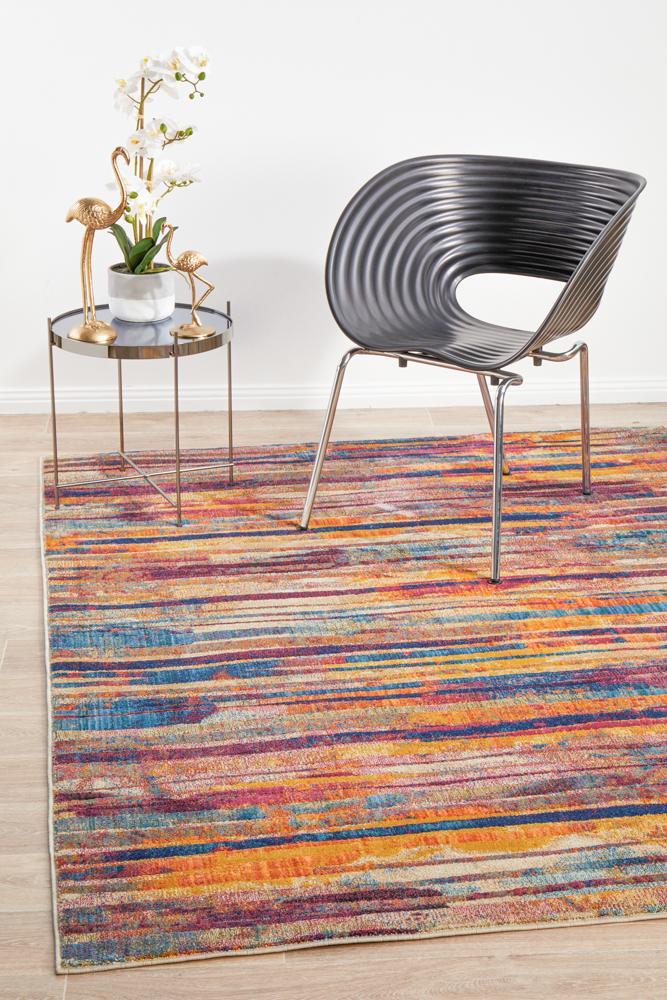 Dreamscape Strokes Modern Raspberry Rug