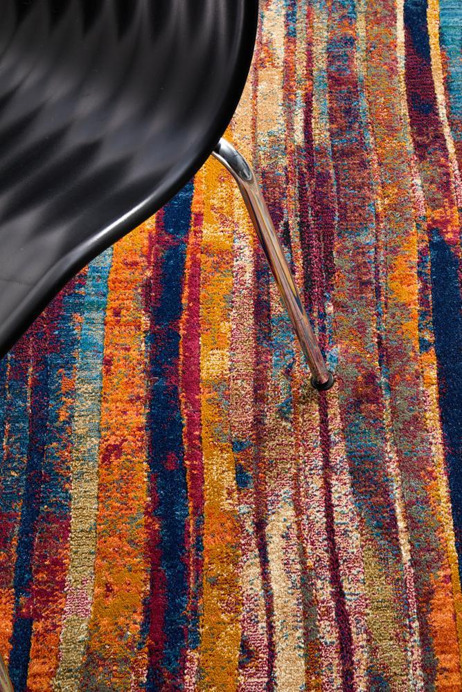Dreamscape Strokes Modern Raspberry Rug