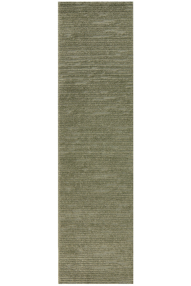 Verdelle Suri Green Organic Lines High Low Pile Rug & Runner 12mm Thick