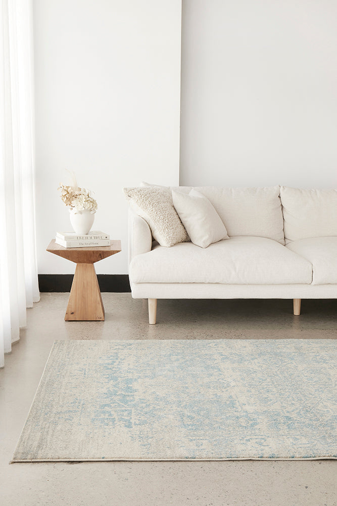 Evoke Glacier White Blue Transitional Rug