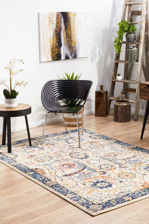Aurelian Peacock Ivory Distressed Persian Style Power Loomed Rug & Runner 10mm Thick