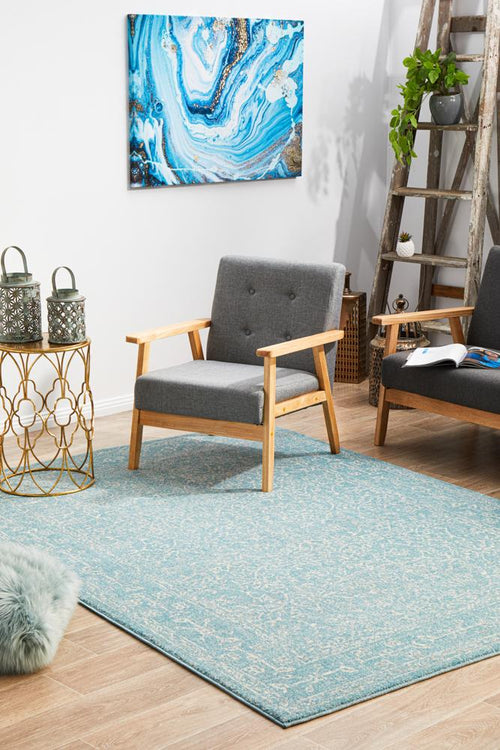 Aurelian Depth Blue Transitional Power Loomed Rug & Runner 10mm Thick