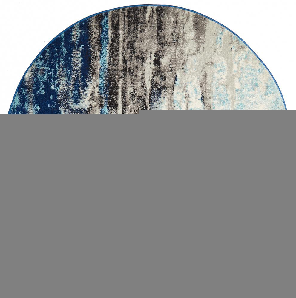 Evoke Transpose Blue Transitional Round Rug