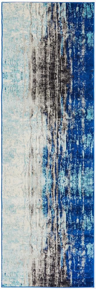 Aurelian Transpose Blue Striped Power Loomed Rug & Runner 10mm Thick