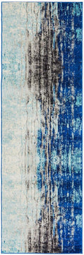 Aurelian Transpose Blue Striped Power Loomed Rug & Runner 10mm Thick