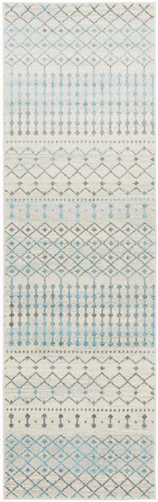Aurelian Slate White Geometric Power Loomed Rug & Runner 10mm Thick