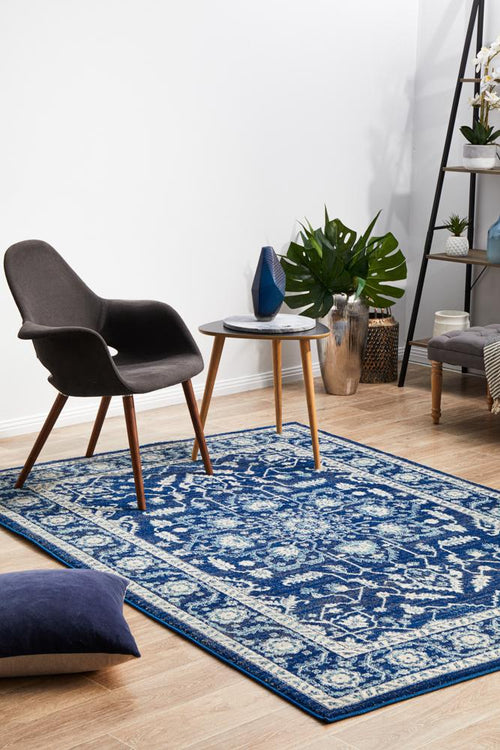 Aurelian Release Navy Persian Style Power Loomed Rug & Runner 10mm Thick