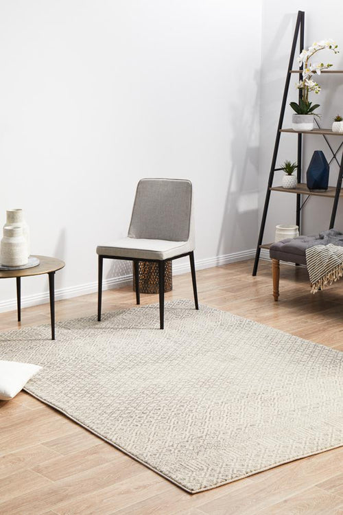 Aurelian Diamond Grey Tribal Power Loomed Rug & Runner 10mm Thick