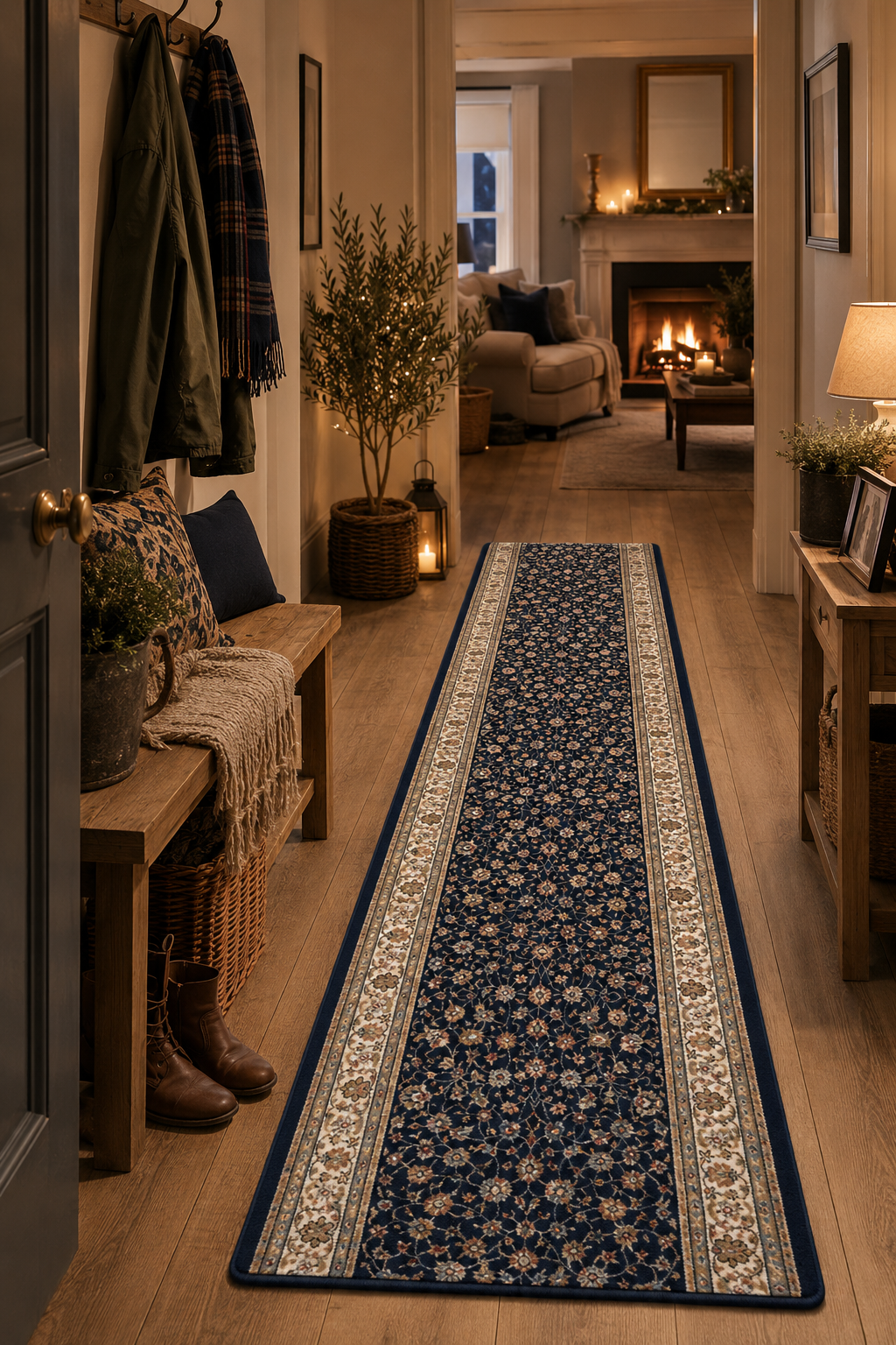 Clearance Hall Runners Navy Persian Design Elite 80 or 100cm Wide