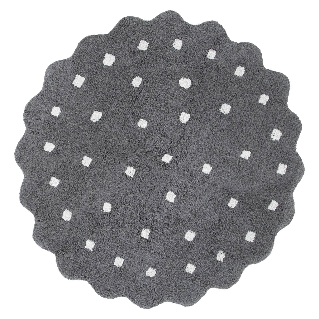 Mellow Round Scalloped Kids Rug Grey: New Arrival