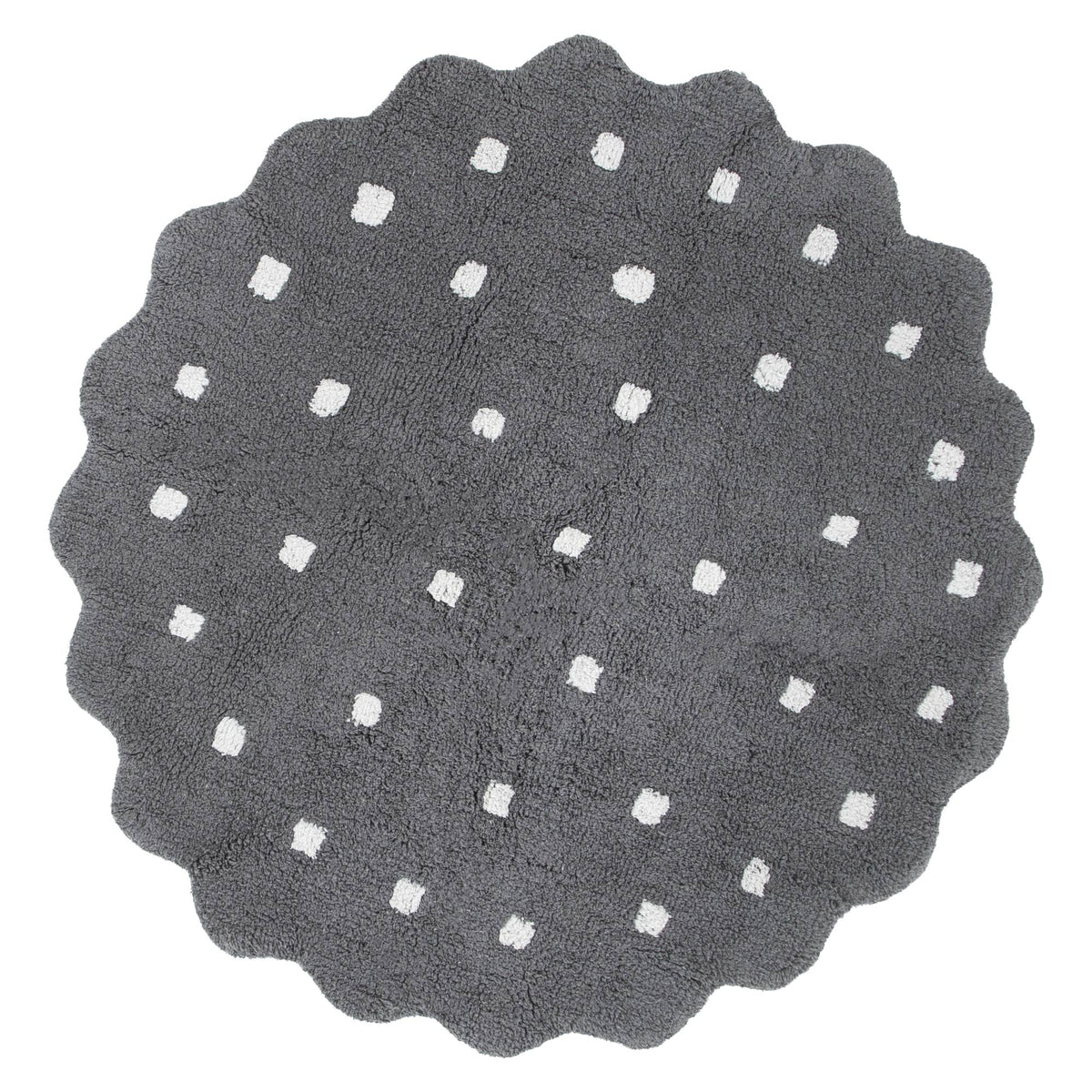 Mellow Round Scalloped Kids Rug Grey: New Arrival