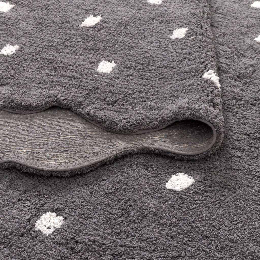 Mellow Round Scalloped Kids Rug Grey: New Arrival